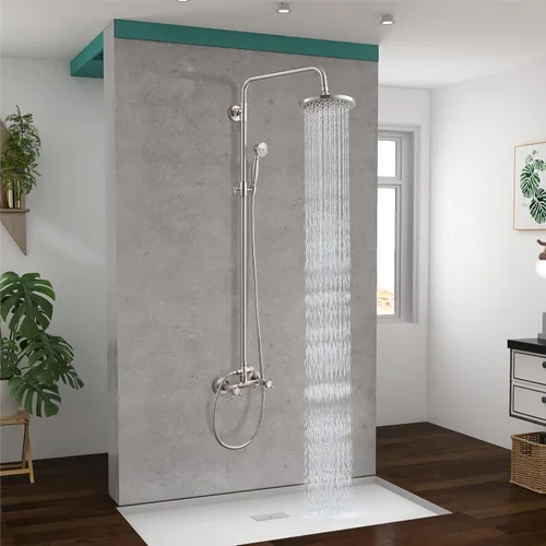 Miniatura 3 de Sistema de ducha de tubo expuesto de doble función, redondo, cabezal de ducha de lluvia de 8 pulgadas, juego combinado de accesorios de latón