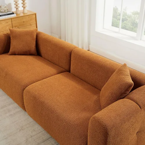 Miniatura 3 de VANOMi Los juegos de muebles de sala de estar incluyen sofá de 95 pulgadas y sillones de 42 pulgadas, sofá tapizado Boucle de gran tamaño con Curry