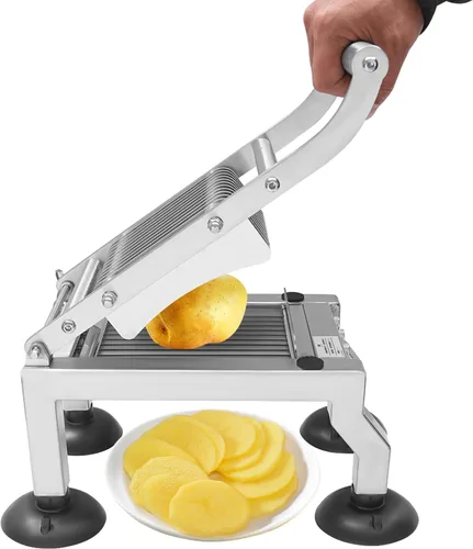 Cortador comercial de verduras, 0.4 pulgadas de grosor, acero inoxidable y aleación de aluminio, cortador de alimentos con 4 ventosas base estable,