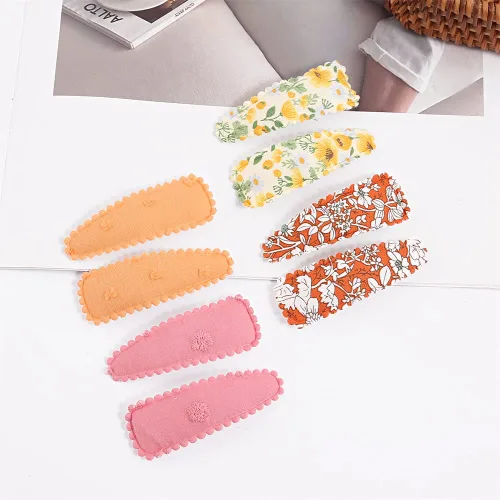 Miniatura 3 de 20 pinzas para el cabello con estampado floral para bebés y niñas, pasadores antideslizantes de algodón a presión, accesorios para el cabello finos