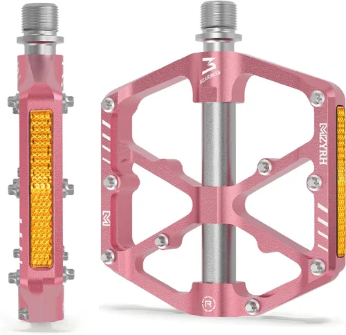 Miniatura 10 de MZYRH Pedales de plataforma para bicicleta de montaña con 3 rodamientos, aleación plana de 9/16 pulgadas, pedales antideslizantes para bicicleta