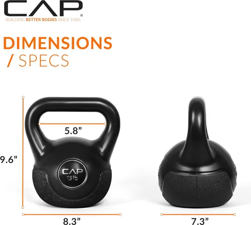 Miniatura 5 de CAP Barbell Juego de pesas de cemento de 45 LB – Pesas de 10 lb, 15 lb y 20 lb recubiertas de vinilo para entrenamiento de fuerza, cardio