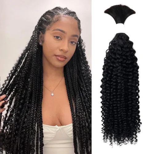 Miniatura 34 de Liqusee Cabello Humano para Trenzar 3.53 oz Un Paquete 14 Pulgadas Negro Natural Ondulado Rizado a Granel Cabello Humano para Trenzar Sin Trama 100%