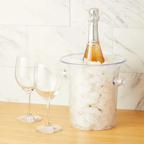 Miniatura 5 de Cubo de Hielo de Acrílico Transparente Verdadero con Asas, Capacidad de 3 Litros, Cubo Duradero para Vino y Champán, Perfecto para Fiestas, BBQs