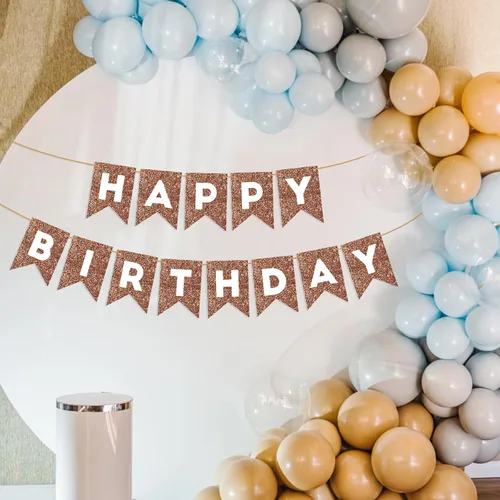 Miniatura 7 de Cartel de feliz cumpleaños marrón para telón de fondo, decoración de fiesta de cumpleaños marrón para niños y niñas, guirnalda de feliz cumpleaños