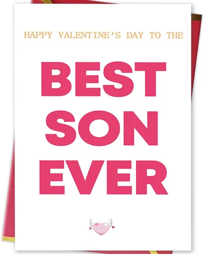Ziwenhu Tarjeta del día de San Valentín para hijo, dulce regalo de San Valentín para él, tarjeta del mejor hijo para niños