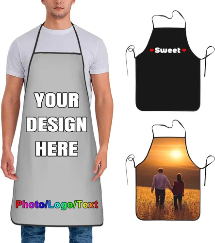 Miniatura 35 de Delantal de chef personalizado para hombres y mujeres, para cocinar, con nombre, logotipo, foto, regalos de cocina para familiares y amigos