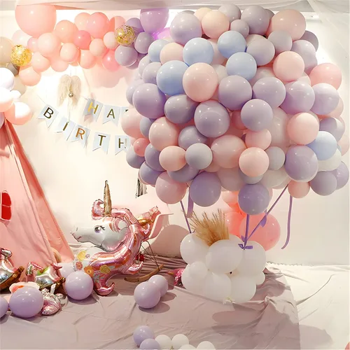 Miniatura 9 de Globos pastel de 10 pulgadas, 100 unidades de globos de color arcoíris de color caramelo de macarrón para bodas, cumpleaños, baby shower