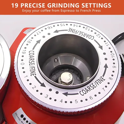 Miniatura 2 de Molinillo de fresas planas de café eléctrico de 360 W, ajuste preciso de 19, para expreso/goteo/cerveza fría/prensa francesa, color negro