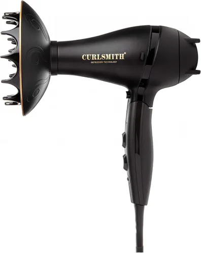 Curlsmith Defrizzion - Secador de pelo de viaje con difusor grande, para cabello rizado, reduce el encrespamiento, 3 velocidades, 3 ajustes de
