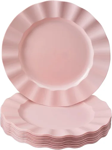Miniatura 17 de Silver Spoons Platos de postre desechables 10 piezas Platos de plástico resistente Elegante aspecto fino de porcelana Velo, marfil