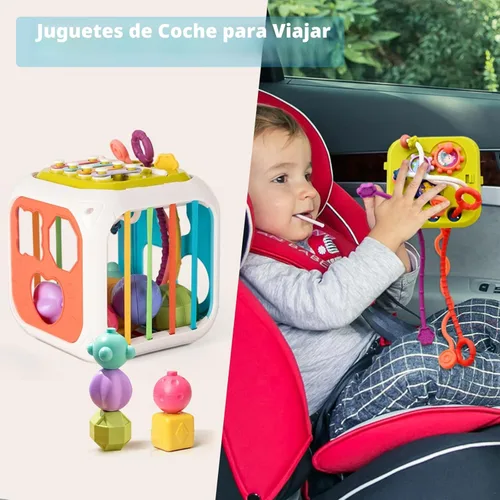 Miniatura 4 de 7 en 1 Juguetes Sensoriales de Desarrollo Multifuncionales para Bebés de 2 Años, Juego de Clasificación de Formas con Cuerda de Arrastre y Coche