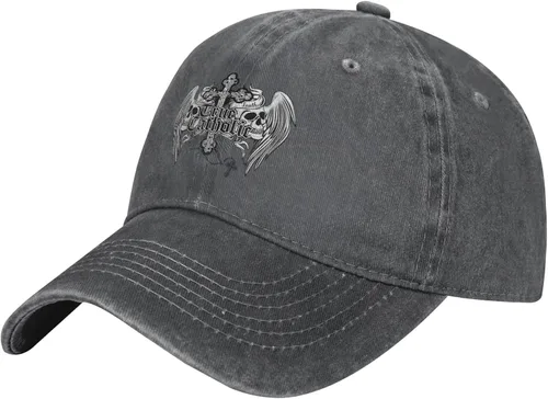Cowboy Hat Trendy Hats for Man and Women Djustable Four Season Outdoor Baseball Cap of Hell Skull with Angel Deep Heather