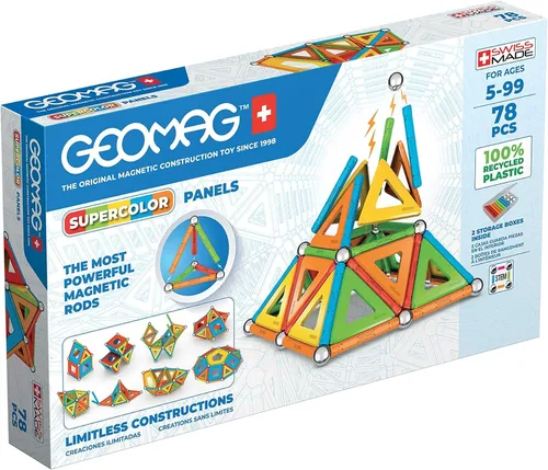 Miniatura 9 de Geomag Supercolor Juguetes Magnéticos para Niños de 5+ Años, 35 Piezas de Imanes Educativos STEM para Niños - Bloques Magnéticos Hechos en Suiza