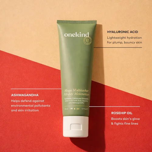 Miniatura 5 de Onekind Mega Multitasker Crema hidratante para todo el día, crema facial hidratante con ácido hialurónico y glicerina, hidratante antienvejecimiento