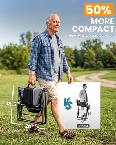 Miniatura 2 de KingCamp Silla de directores de campamento de gran tamaño para grandes y altos, sillas plegables resistentes de 440 libras con mesa auxiliar, sillas