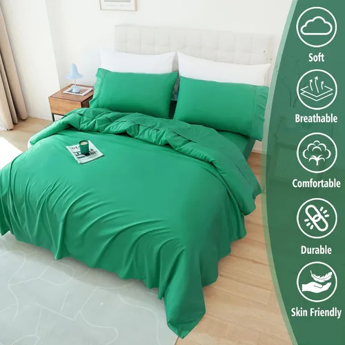 Miniatura 2 de Juego de sábanas tamaño King, sábanas de microfibra suave para hotel tamaño King, bolsillo extra profundo, juego de sábanas y fundas de almohada