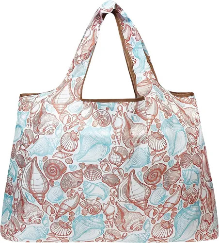 Miniatura 3 de allydrew - Bolsas grandes plegables de nailon reutilizables para comestibles, Conchas marinas Seashells