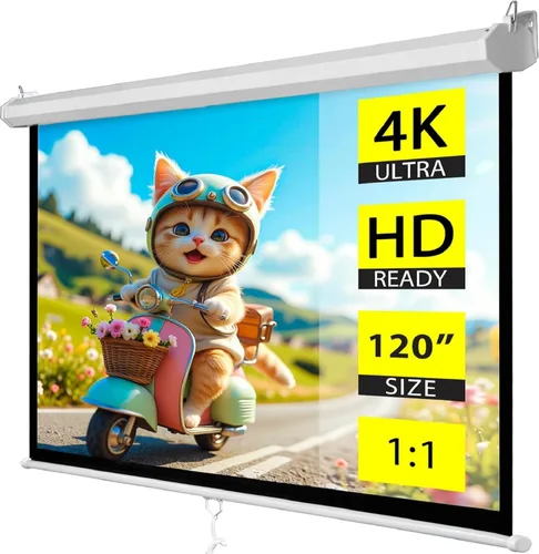 Miniatura 16 de ZENY Pantalla de proyector desplegable de 100 pulgadas 16:9 HD, pantalla de proyección manual de cine en casa, pantalla de cine retráctil portátil