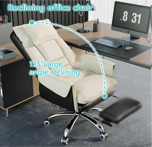 Miniatura 7 de Ergonomic High-Back Executive Office Chair with Footrest,Adjustable Lumbar Support & 360° Swivel,Heavy-Duty Metal Base PU Leather Desk Chair for