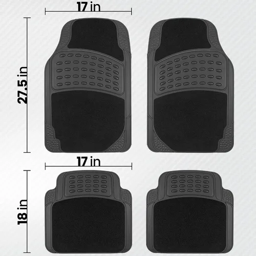 Miniatura 7 de BDK HybridMat - Alfombrillas de goma y alfombra para automóvil, juego de tapetes para asientos delanteros y traseros de forro interior para coche