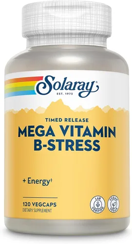 Miniatura 11 de SOLARAY Mega Vitamina B-Estrés, Complejo vitamínico B de liberación programada con 1000 mg de vitamina C para el estrés, la energía y el apoyo a