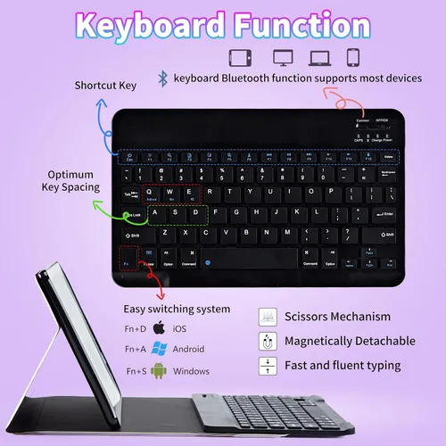 Miniatura 4 de Funda para Samsung Galaxy Tab S6 Lite 2022/2020 con teclado inalámbrico desmontable y soporte ajustable para proteger la tableta para Samsung Galaxy