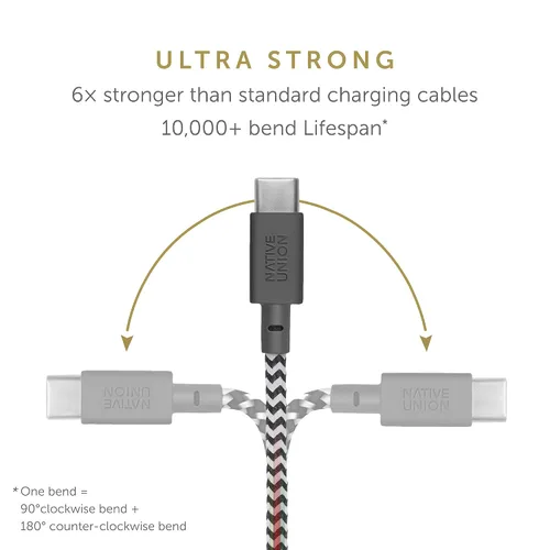 Miniatura 3 de Cable Native Union Belt USB-C a USB-A - Cable de carga ultrarresistente de 4 pies con correa de cuero compatible con iPhone 16, Samsung Galaxy Z