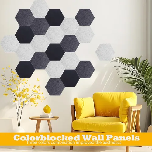 Miniatura 2 de Paneles acústicos, Magrowill, paquete de 12 paneles de pared insonorizados, paneles acústicos de alta densidad absorbentes de sonido