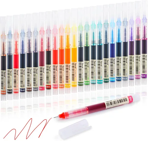 Bolígrafos de Gel RIANCY con Tinta Líquida, Punta Extra Fina de 0.5mm, 24 Piezas de Colores Surtidos, Escritura Suave Sin Manchas Ni