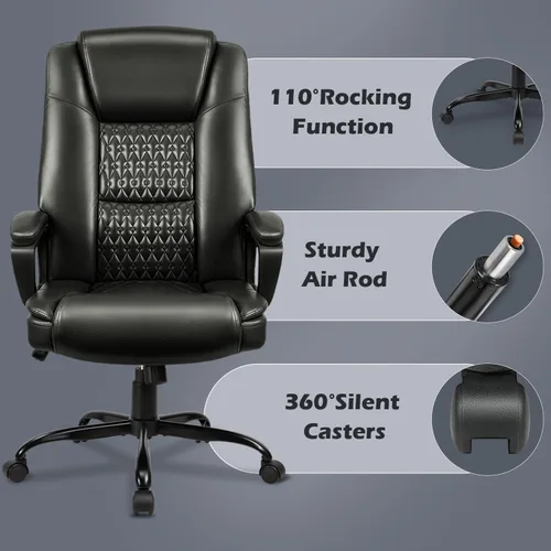 Miniatura 4 de LEMBERI Silla de Escritorio de Oficina, Silla Ejecutiva Gerencial Grande y Alta, Silla de Computadora con Respaldo Alto, Sillas Ergonómicas de Cuero