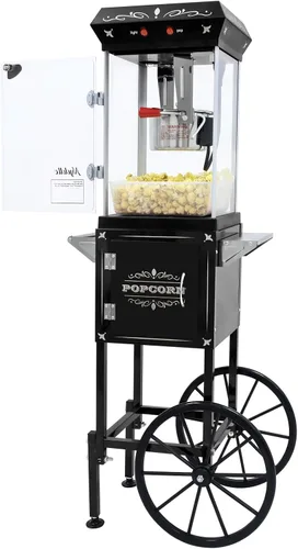 Máquina para hacer palomitas de maíz Nyddle con hervidor de 8 onzas, fabrica hasta 32 tazas, máquina para palomitas en carrito, estilo vintage con