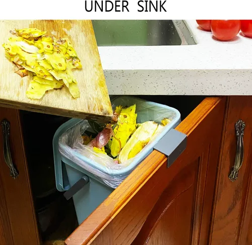 Miniatura 2 de stonespace Contenedor de compostaje para cocina interior sellado, cubo de compostaje montable, cubo de basura de alimentos colgante para cocina, 1.3