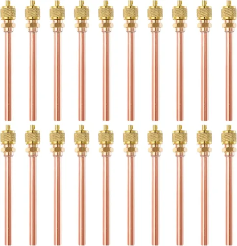 Kit de válvulas de acceso de servicio, 20 piezas de válvula de servicio de acceso de 1/4 pulgadas SAE x 1/4 pulgadas de diámetro exterior x 2.5