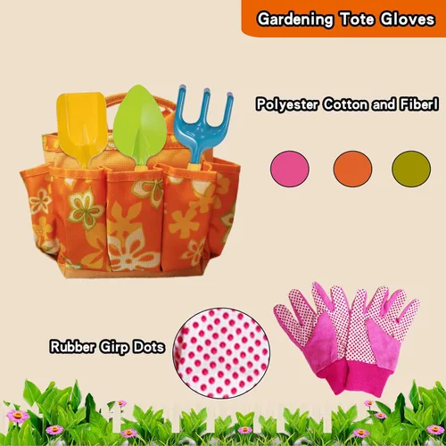 Miniatura 4 de Juego de jardinería para niños de 3 a 7 años, kit de herramientas de jardín de 13 piezas con delantal, bolsa de mano, juguete de aprendizaje STEM al