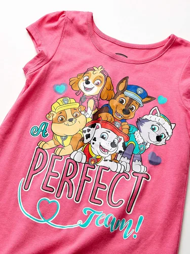Miniatura 2 de Paw Patrol Nickelodeon Girls Short Sleeve T-Shirt for Toddler and Little Kids - GreyPinkWhiteBlue