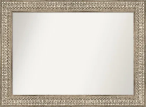 Miniatura 238 de Amanti Art Espejo de baño plateado para sobre fregadero, 26 x 26 pulgadas, espejo cuadrado de níquel pulido, marco de madera tradicional mediano, se