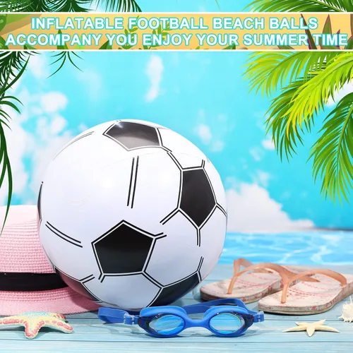 Miniatura 5 de Chivao Paquete de 12 pelotas de playa inflables de fútbol de 16 pulgadas, juguetes gigantes para piscina, juguetes de piscina para verano