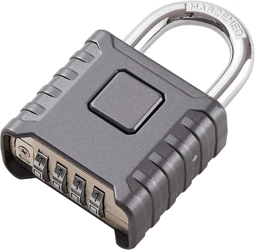 1 cerradura de combinación de 4 dígitos resistente, desbloqueo con un toque, función antierror, candado grande impermeable de alta seguridad para