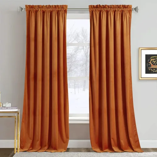 Miniatura 69 de RYB HOME Cortinas de terciopelo verde oliva de 72 pulgadas de largo, cortinas opacas con aislamiento térmico, tratamiento de ventana, decoración