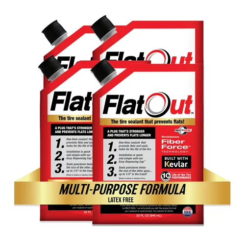 Miniatura 11 de FlatOut Sellador de neumáticos multiusos todoterreno – Previene y repara neumáticos planos – Sella fugas – Contiene Kevlar – Sellador de neumáticos