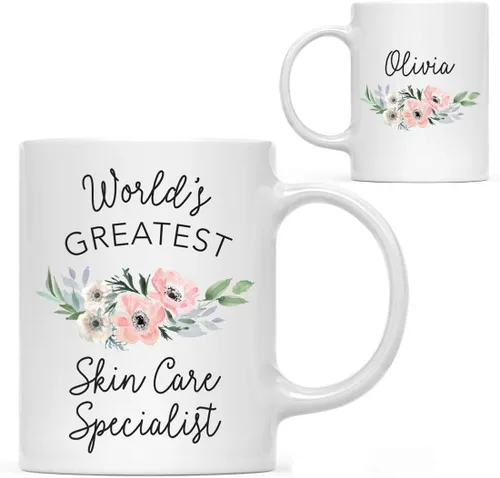 Miniatura 73 de Andaz Press Taza de café personalizada de 11 onzas, taza ejecutiva de relaciones públicas más grande del mundo, flor de anémona rosa, 1 paquete