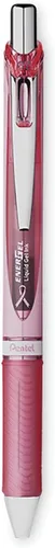 Pentel BCA EnerGel Deluxe RTX - Bolígrafo de gel líquido retráctil, rosa (¹/₃₂ pulgadas), línea mediana, punta de metal, barril rosa, tinta negra