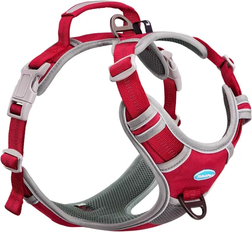 Miniatura 17 de ThinkPet Arnés deportivo transpirable, antitirones para perro, con asa, arnés reflectante y ajustable para perros medianos o grandes, clip trasero