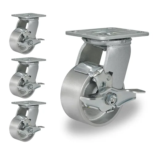 Miniatura 22 de Ruedas giratorias de 4 x 2 pulgadas, ruedas industriales resistentes, ruedas giratorias con rodamiento de rodillos - Ruedas de hierro fundido