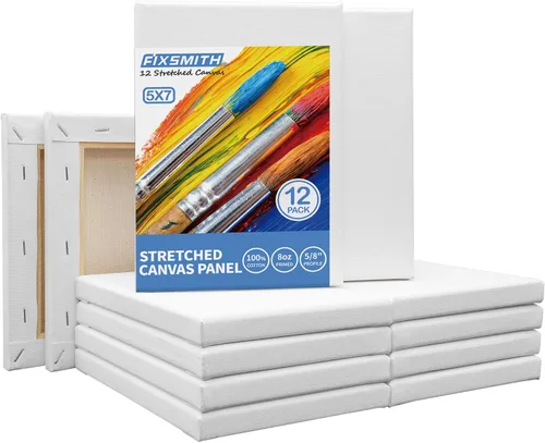 Miniatura 19 de FIXSMITH Lienzo blanco estirado de 12 x 16 pulgadas, paquete a granel de 8, imprimado, 100 % algodón, perfil de 5/8 pulgadas, paquete de gran valor