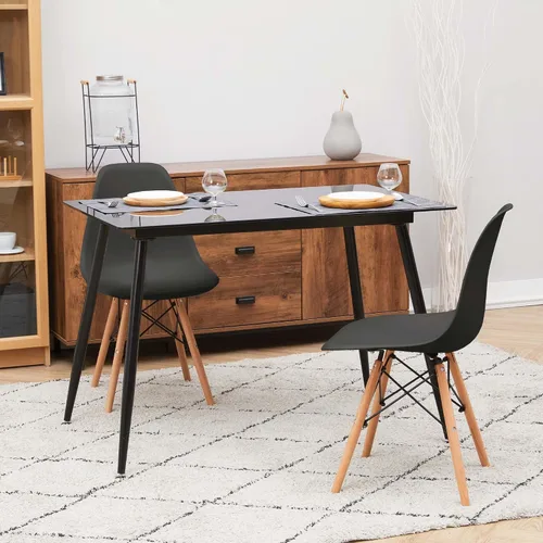 Miniatura 2 de Teamson Home Allan - Juego de 2 sillas de comedor laterales de plástico con patas de madera, color negro