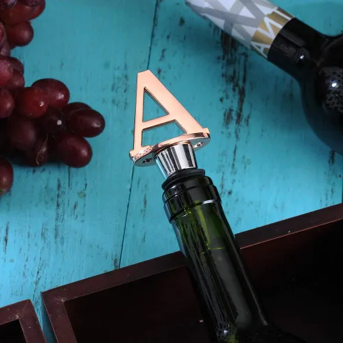 Miniatura 5 de Miicol Tapón para Botella de Vino, Tapón para Prosecco, Tapón de Vino de Oro Rosa, Tapón de Champán Personalizado, Tapón de Vino con Inicial, Regalo