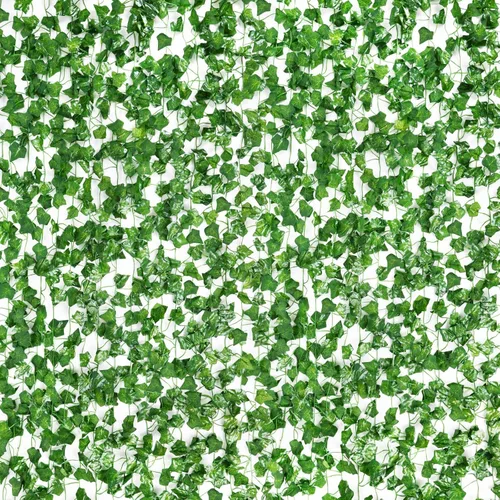 Miniatura 9 de CEWOR Paquete de 14 hojas de hiedra falsas de 98 pies, guirnalda artificial para colgar plantas verdes para dormitorio, decoración de pared, boda