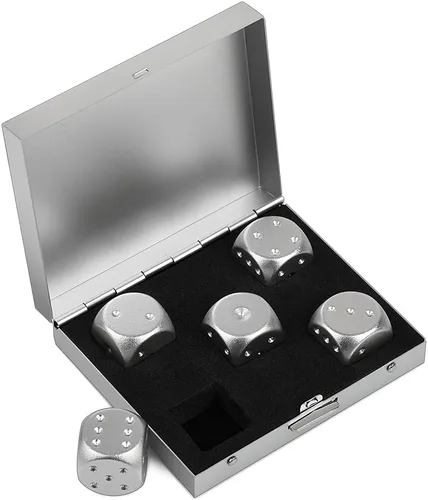 Miniatura 15 de DS. DISTINCTIVE STYLE Dados de aleación de aluminio 5 piezas 16 mm, dados de metal portátiles con estuche, dados de 6 caras para juego de fiesta